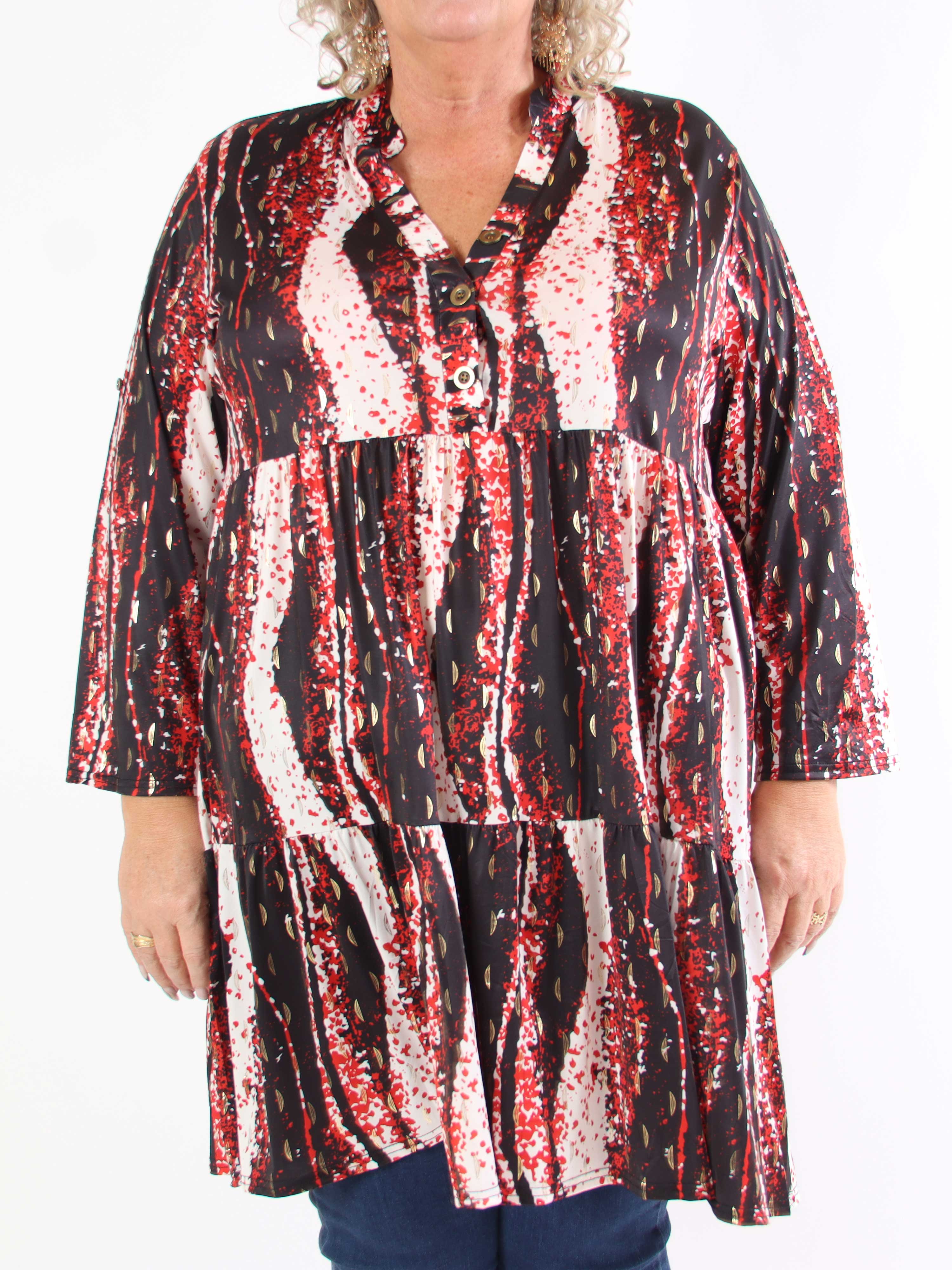 Milano Wave Midi - Plus size kjole med mønster og lag på lag look